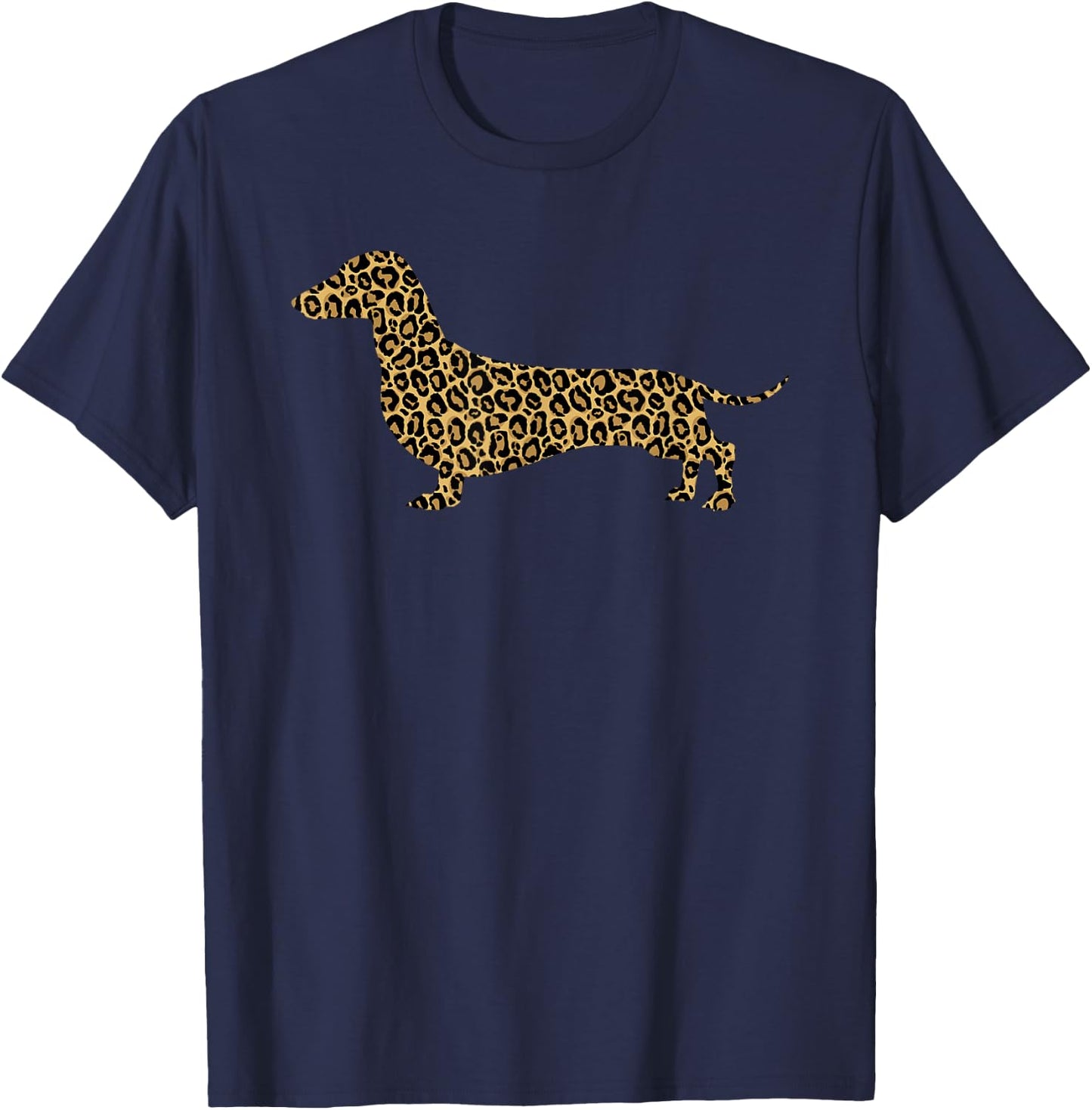 Dachshund Leopard Print Sausage Dog Animal Lover Women Gift T-Shirt - T-Shirt | Navy