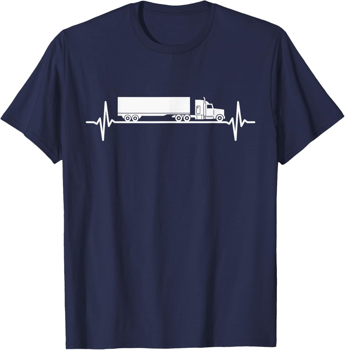Trucker Heartbeat 18 Wheeler Truck Driver T-Shirt - T-Shirt | Navy