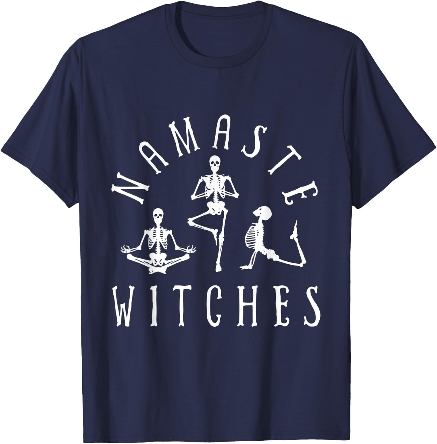 Namaste Witches Skeleton Yoga Funny Halloween T-Shirt - T-Shirt | Navy