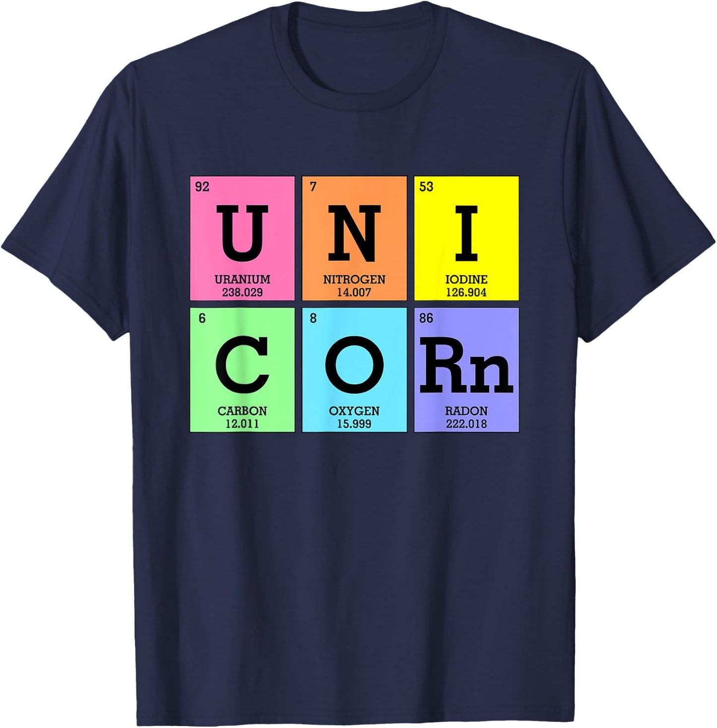 Cute Periodic Table of Elements Unicorn Rainbow Girl Kids T-Shirt - T-Shirt | Navy