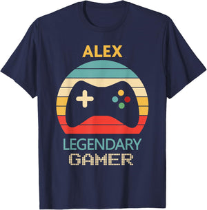 Alex Name Gift - Personalized Legendary Gamer T-Shirt - T-Shirt | Navy