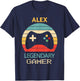 Alex Name Gift - Personalized Legendary Gamer T-Shirt - T-Shirt | Navy