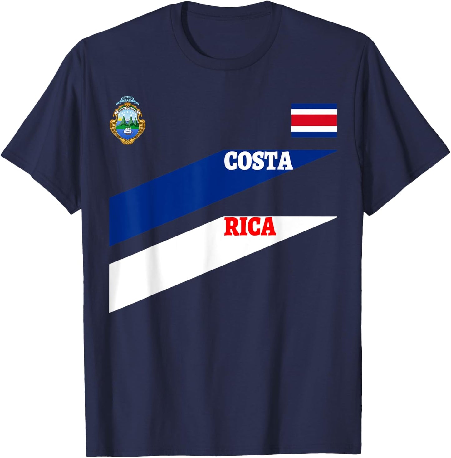 Costa Rica Jersey Flag-Soccer-Travel-Football T Shirt T-Shirt - T-Shirt | Navy