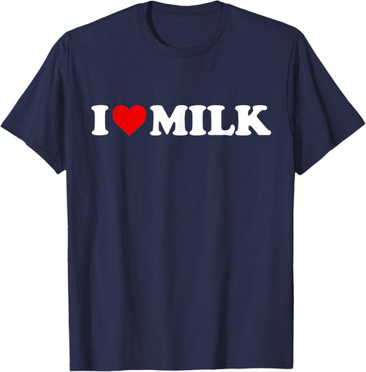 I Love Milk - Heart T-Shirt - T-Shirt | Navy