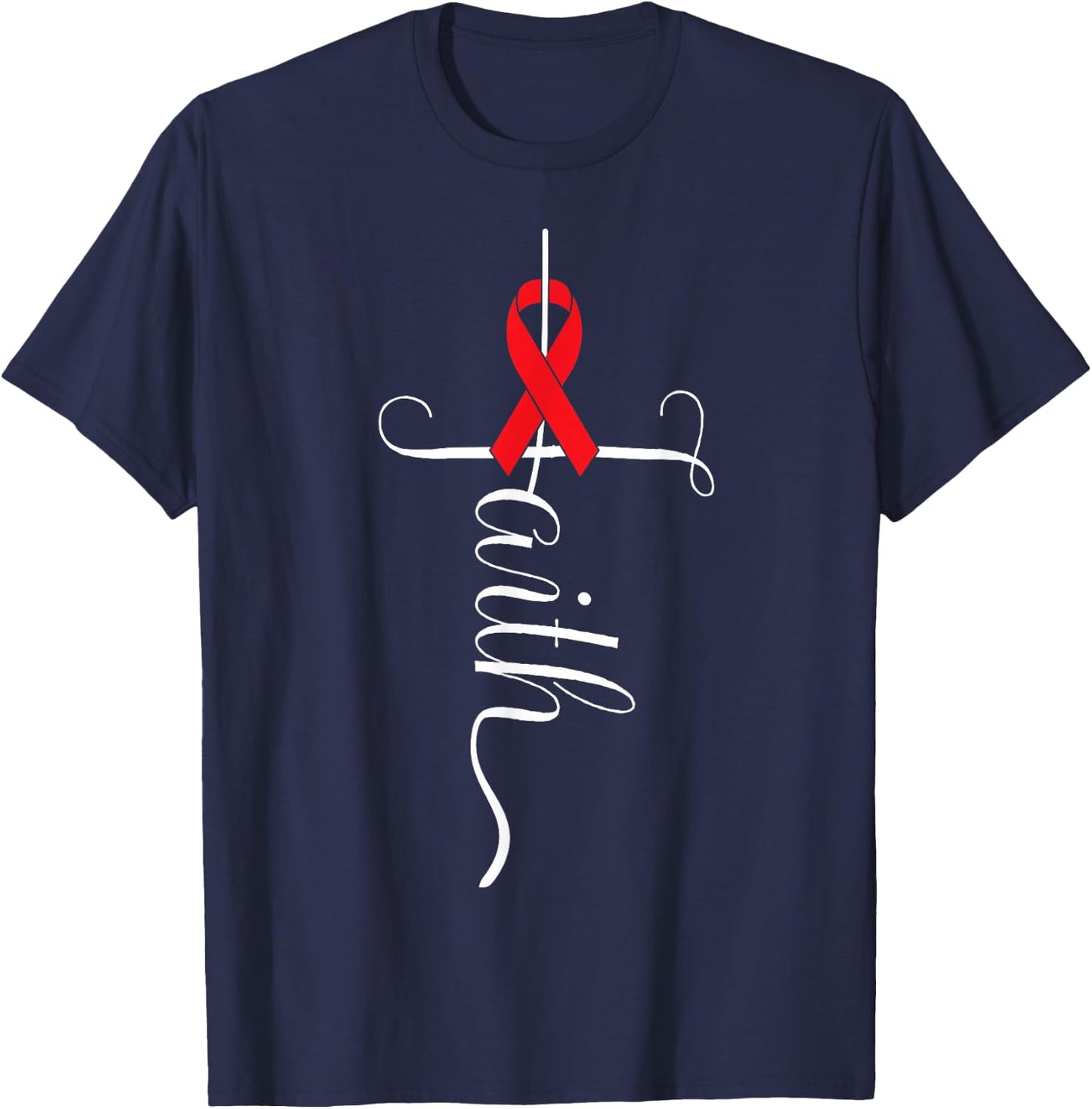 Stroke Survivor Stroke Awareness Red Ribbon T-Shirt - T-Shirt | Navy
