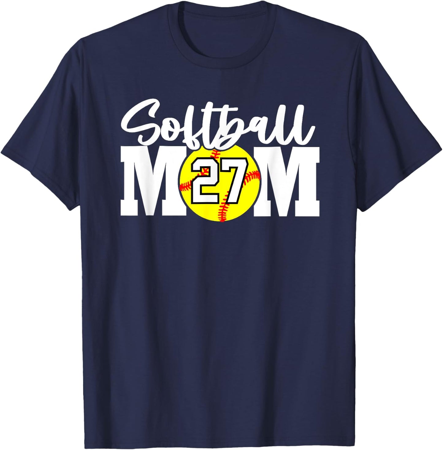 Softball Mom Number #27 T-Shirt - T-Shirt | Navy
