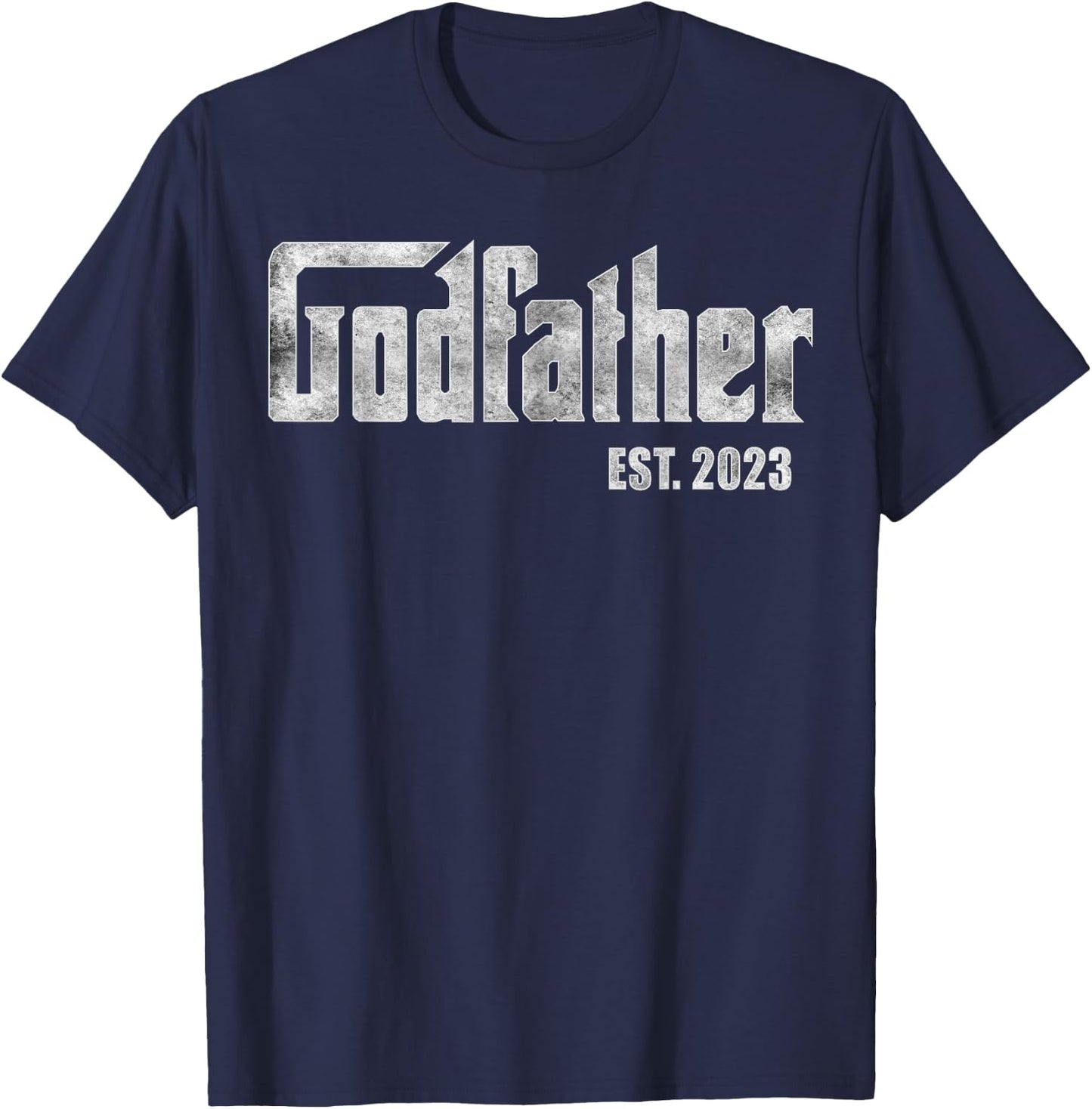 Retro Fathers Day, God-father Est 2023, God Dad Announcement T-Shirt - T-Shirt | Navy