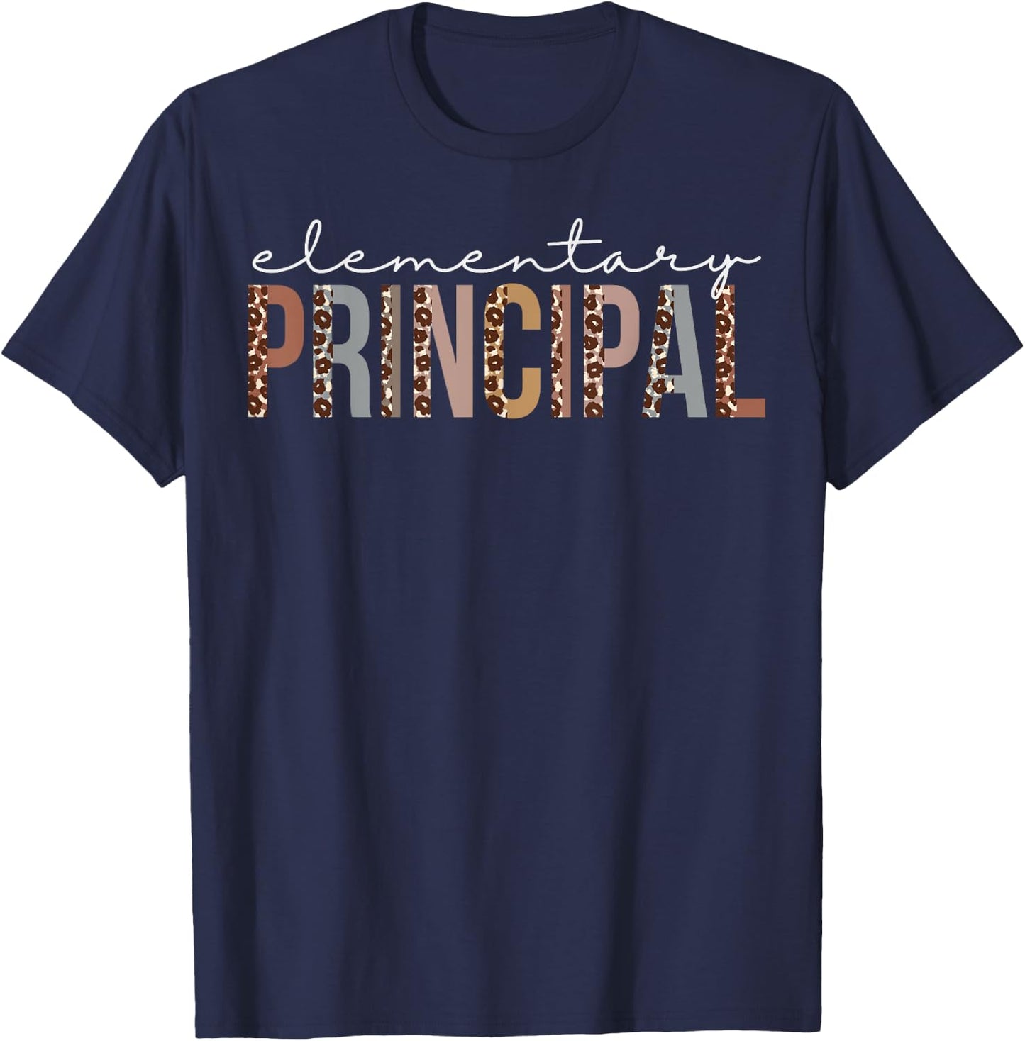 Elementary Principal Leopard Appreciation For Work T-Shirt - T-Shirt | Navy