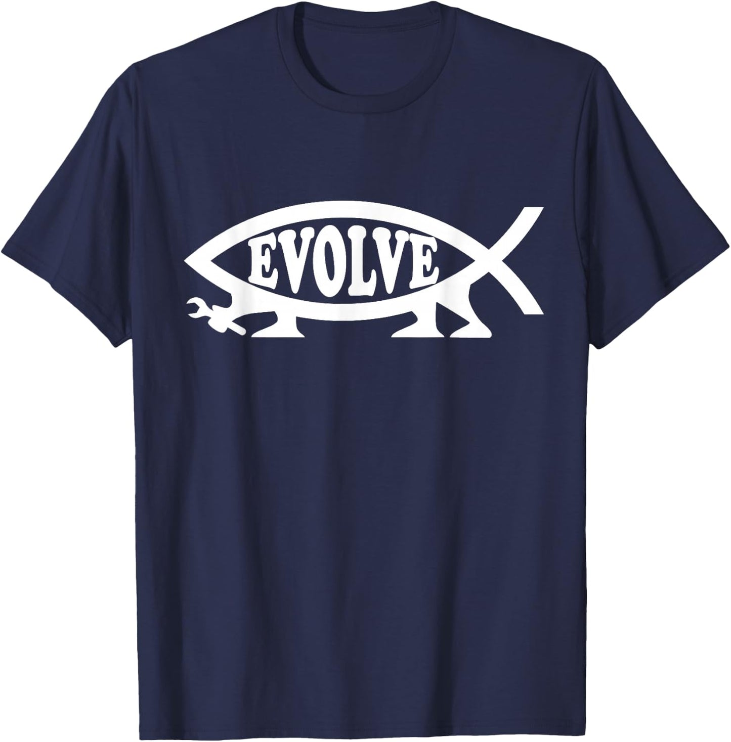 Evolution Darwin Evolutionist Fish Atheists Nonbeliever Gift T-Shirt - T-Shirt | Navy