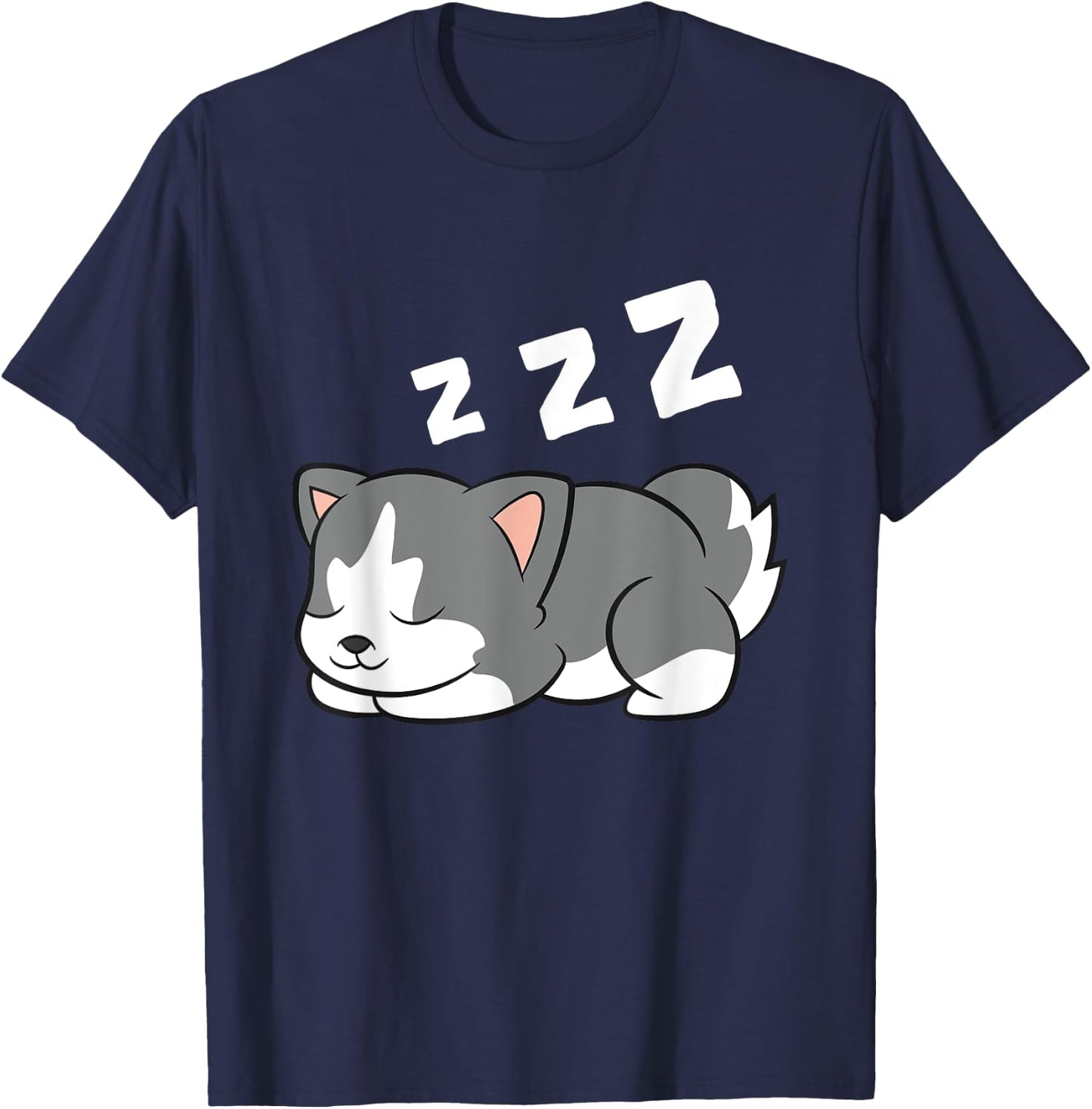 Sleeping Husky Dog Husky Pajama Cute Siberian Husky T-Shirt - T-Shirt | Navy
