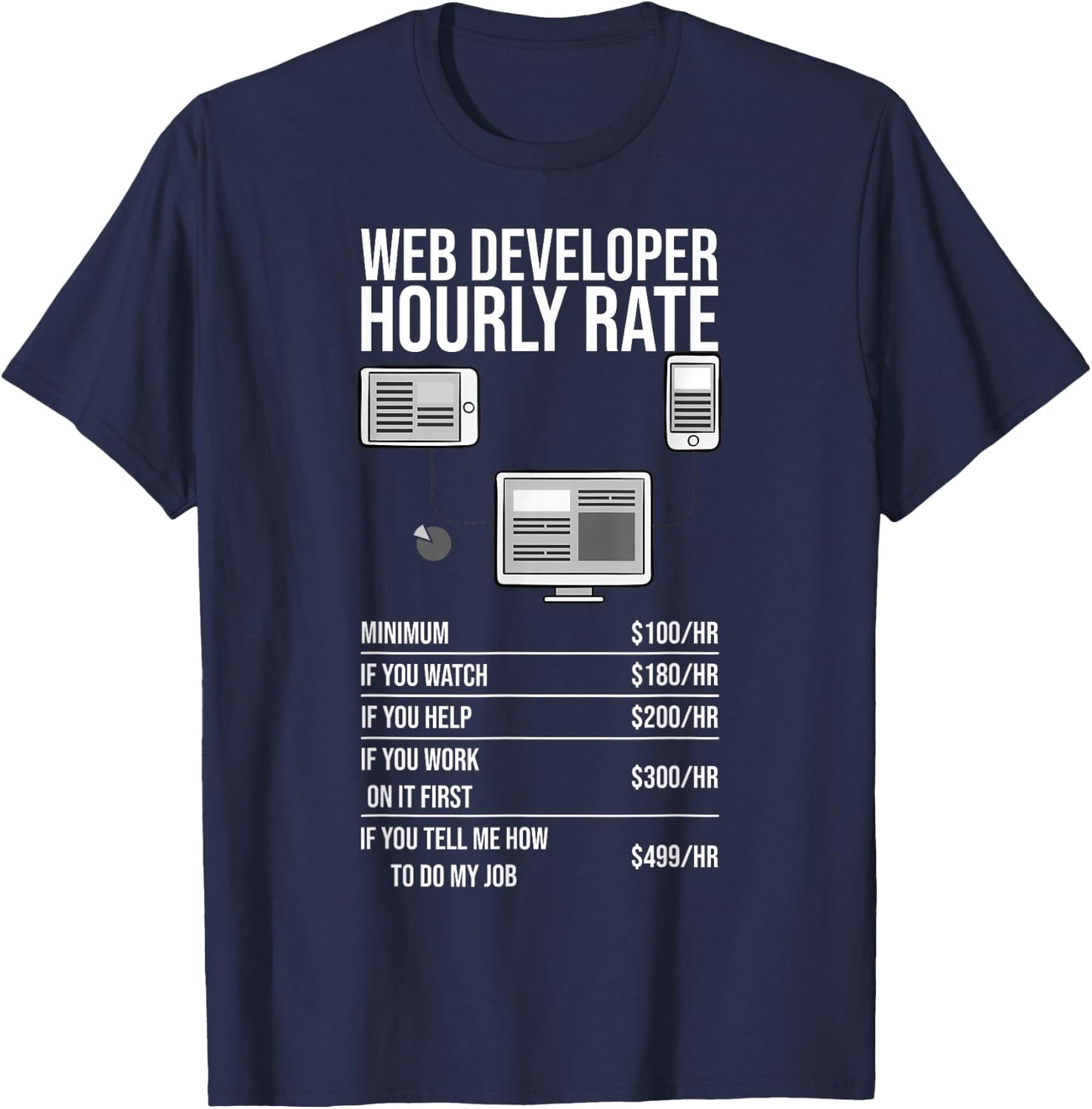 Web Developer Tools App Computer Science Website Technology T-Shirt - T-Shirt | Navy