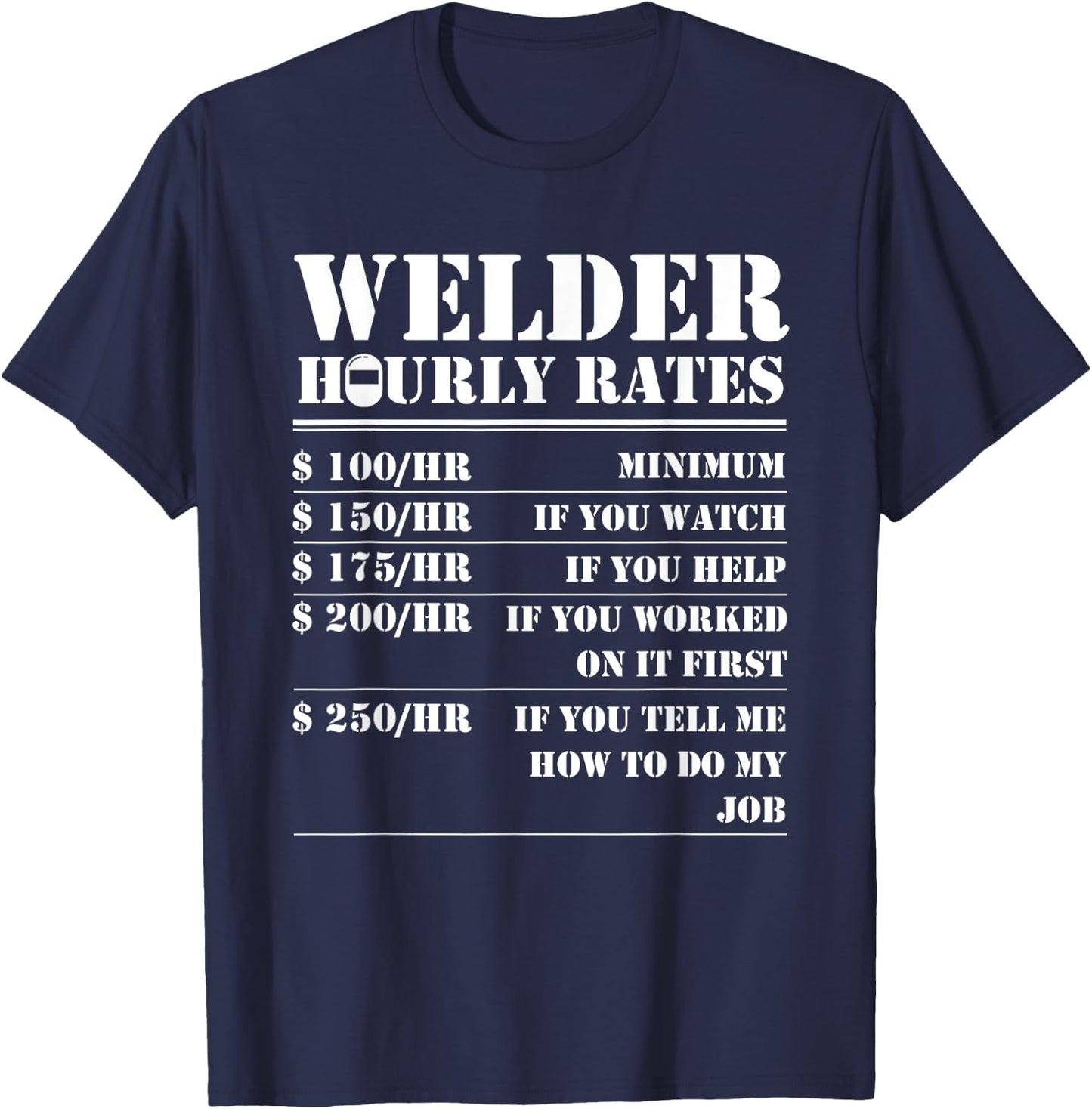 Humor Distressed Pipe Helmet Hot Weld Professional Welder Hourly Rate Funny Welding Worker Men Women Gift T-Shirt - T-Shirt | Navy