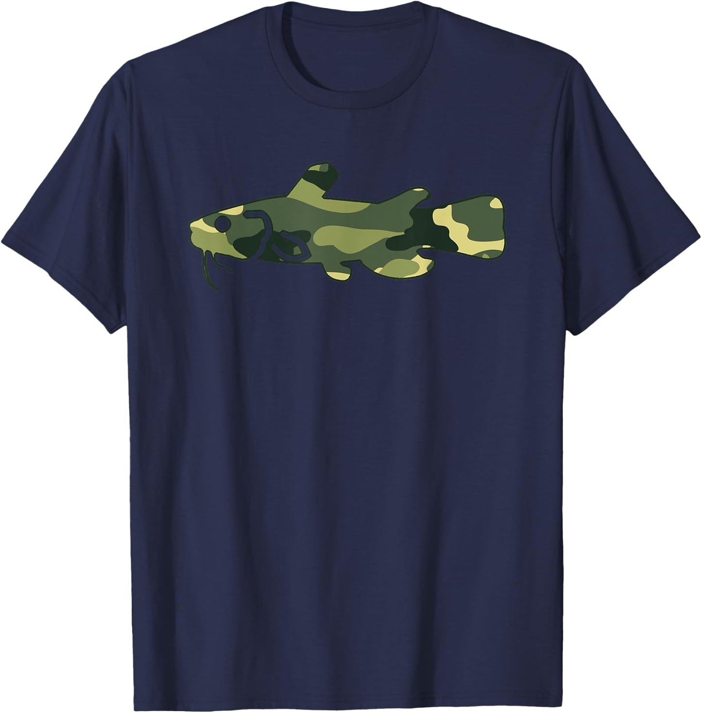 Military Catfish Camo Men Print US Fisher Veteran Gift T-Shirt - T-Shirt | Navy