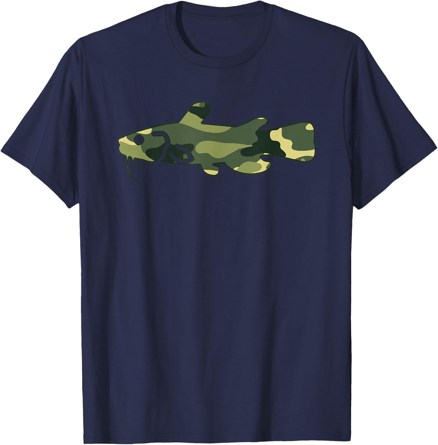 Military Catfish Camo Men Print US Fisher Veteran Gift T-Shirt - T-Shirt | Navy