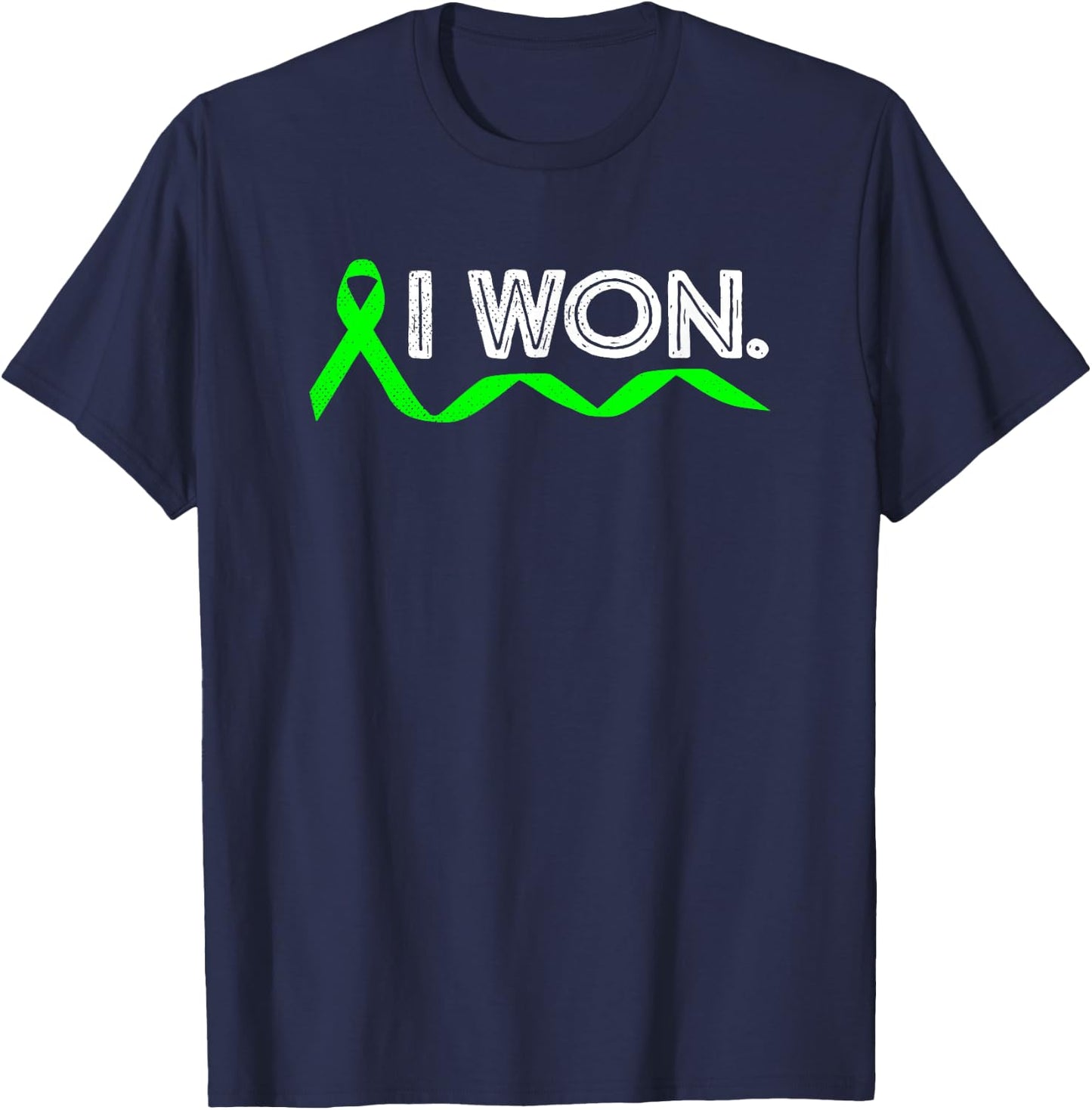 Lymphoma Cancer I Won Lime Green Ribbon Awareness Warrior T-Shirt - T-Shirt | Navy