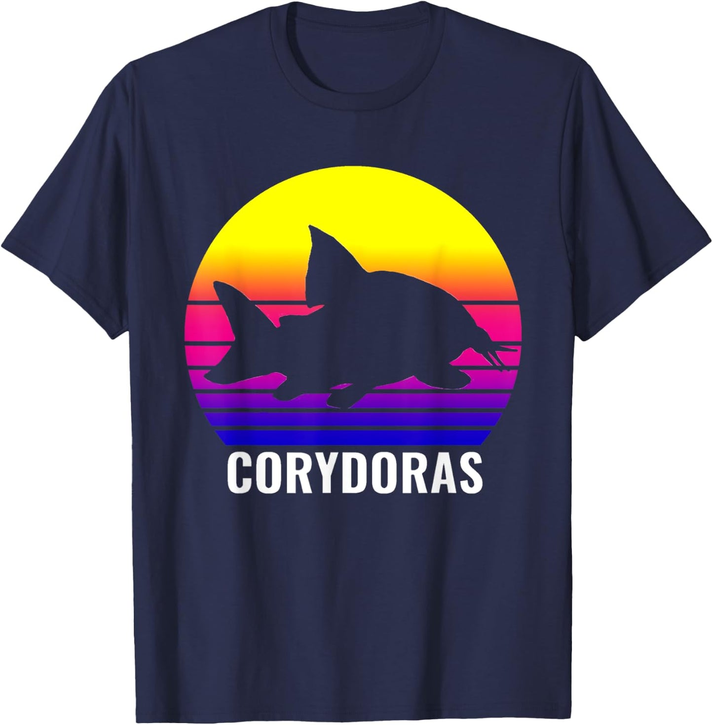 Corydora Catfish Sunset Aquarium Fish Tank Lovers T-Shirt - T-Shirt | Navy