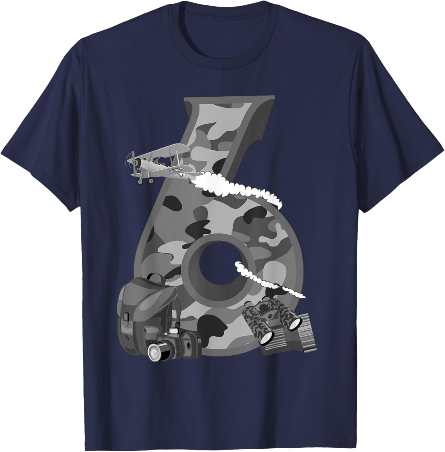 Funny Camouflage 6th Birthday Gift Boys Girls.Cool Army T-Shirt - T-Shirt | Navy