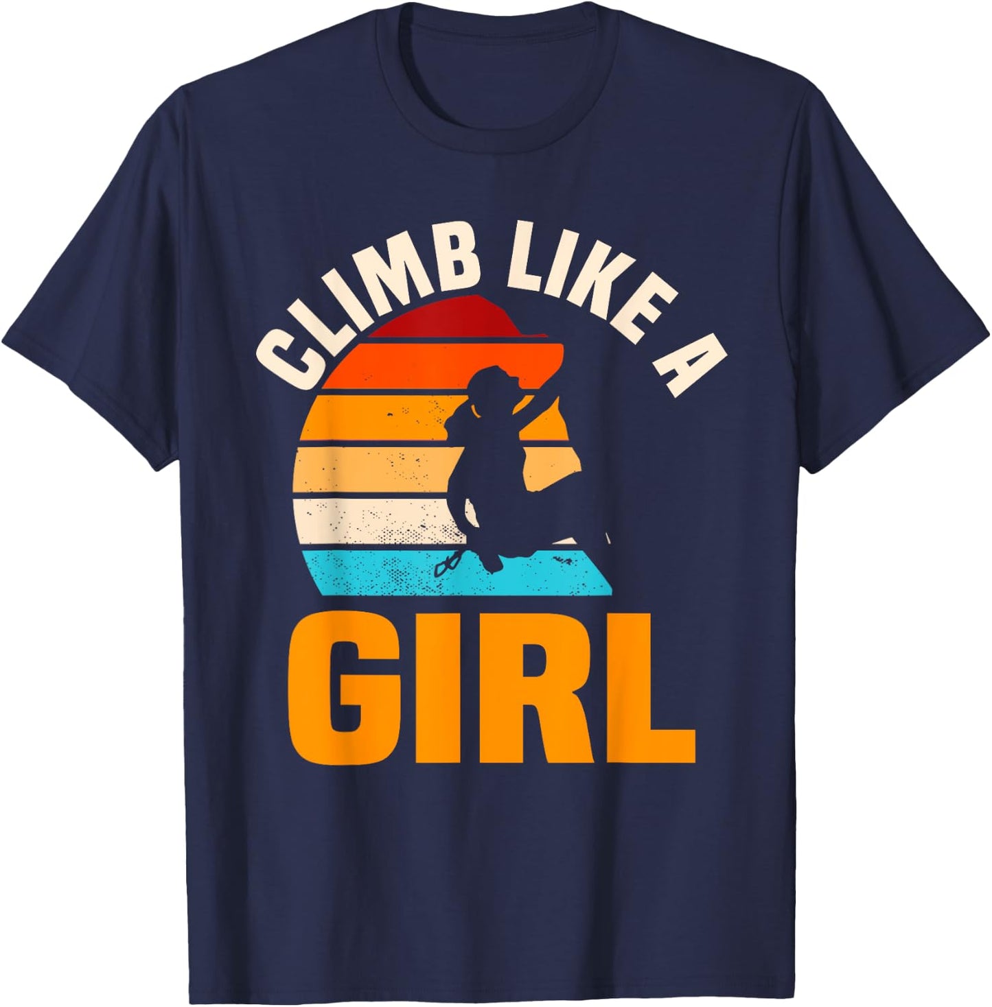Bouldering Girls Retro Vintage Climber Boulderer Climbing T-Shirt - T-Shirt | Navy