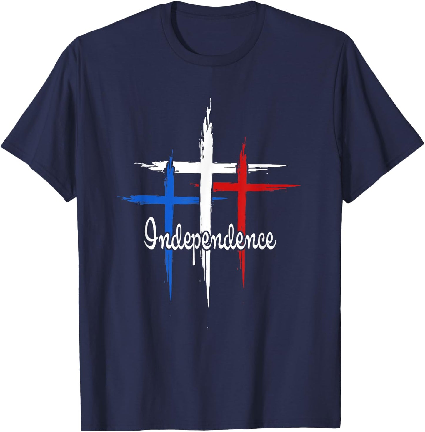 Independence Cross Christian 4th Of July US Flag Faith Women Men T-Shirt - T-Shirt | Navy