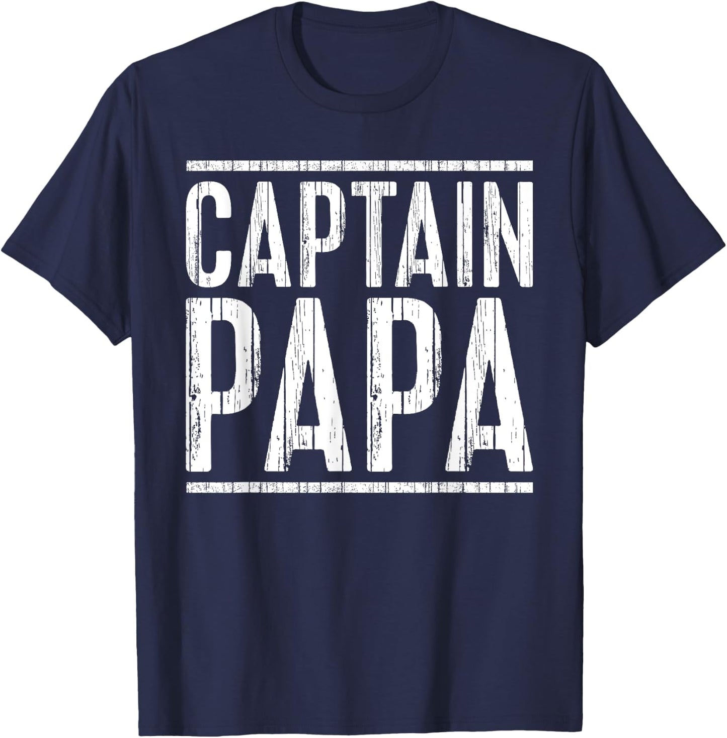 Captain Papa Shirt Pontoon Boat Fathers Day Fishing Boating T-Shirt - T-Shirt | Navy