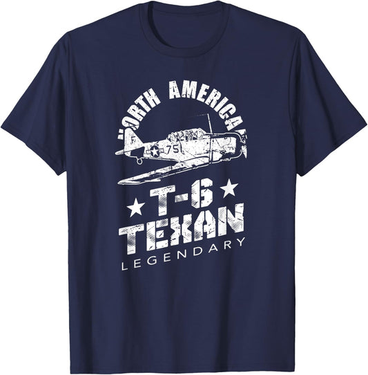 North American T-6 Texan Legendary Warbird Pilot Trainer T-Shirt - T-Shirt | Navy