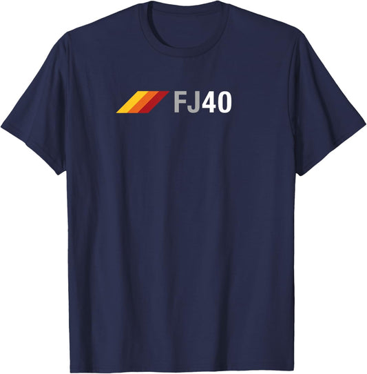 FJ40 Overland SUV 3 Stripes Vintage Racing 40 Series T-Shirt - T-Shirt | Navy