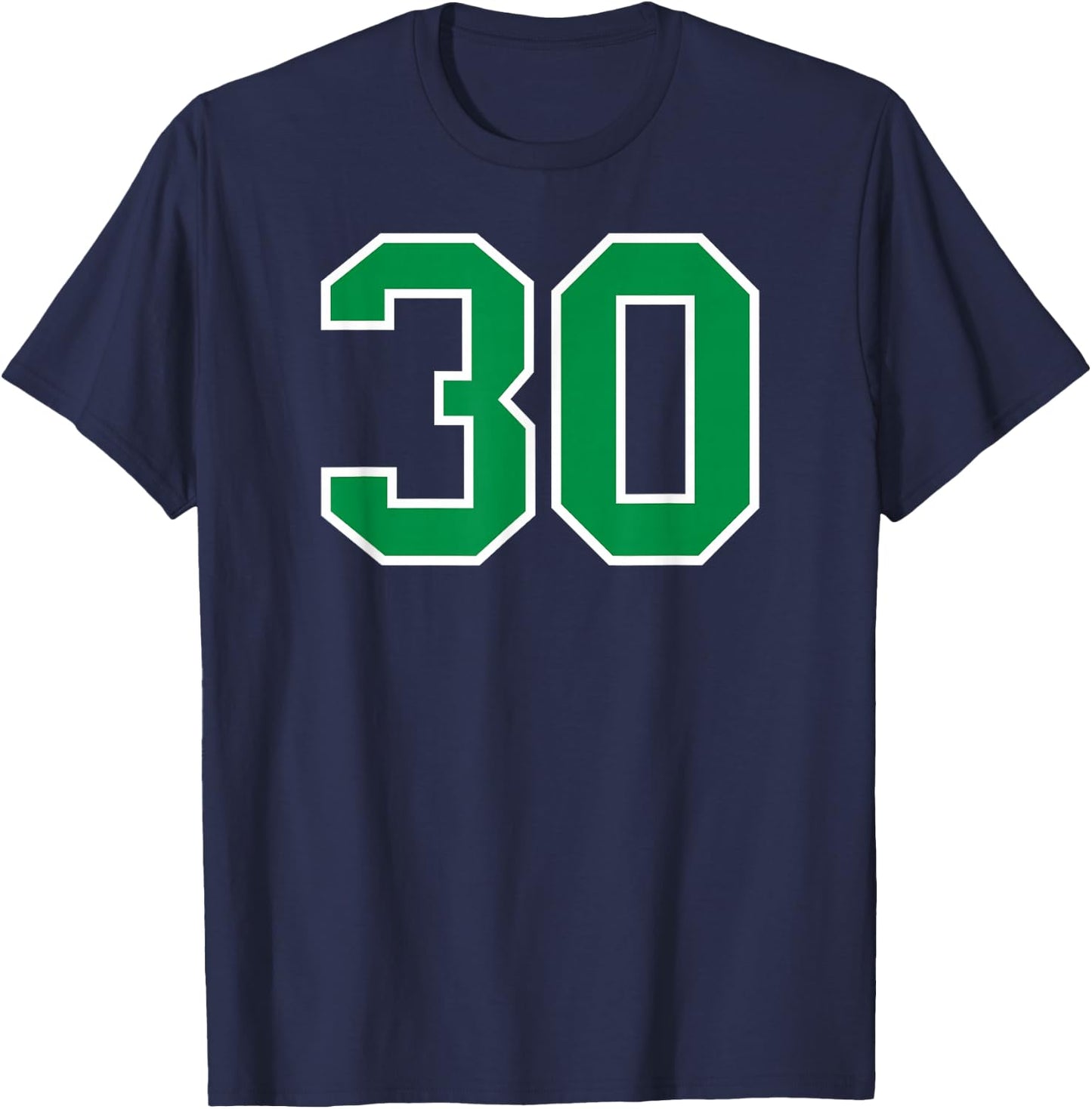 Green Sport Team Number #30 T-Shirt - T-Shirt | Navy