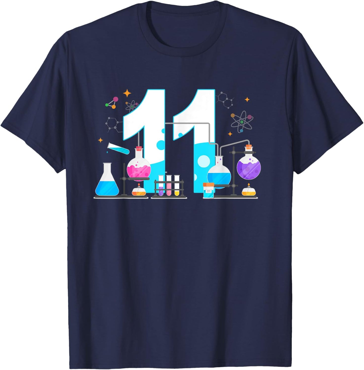 11 Year Old Kids Scientist 11th Birthday Kids Science T-Shirt - T-Shirt | Navy