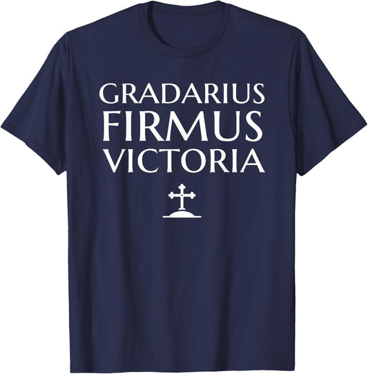 Gradarius Firmus Victoria Taking small steps toward victory T-Shirt - T-Shirt | Navy