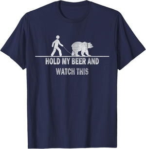 Hold My Beer And Watch This T Shirt Funny Saying T Shirt T-Shirt - T-Shirt | Navy
