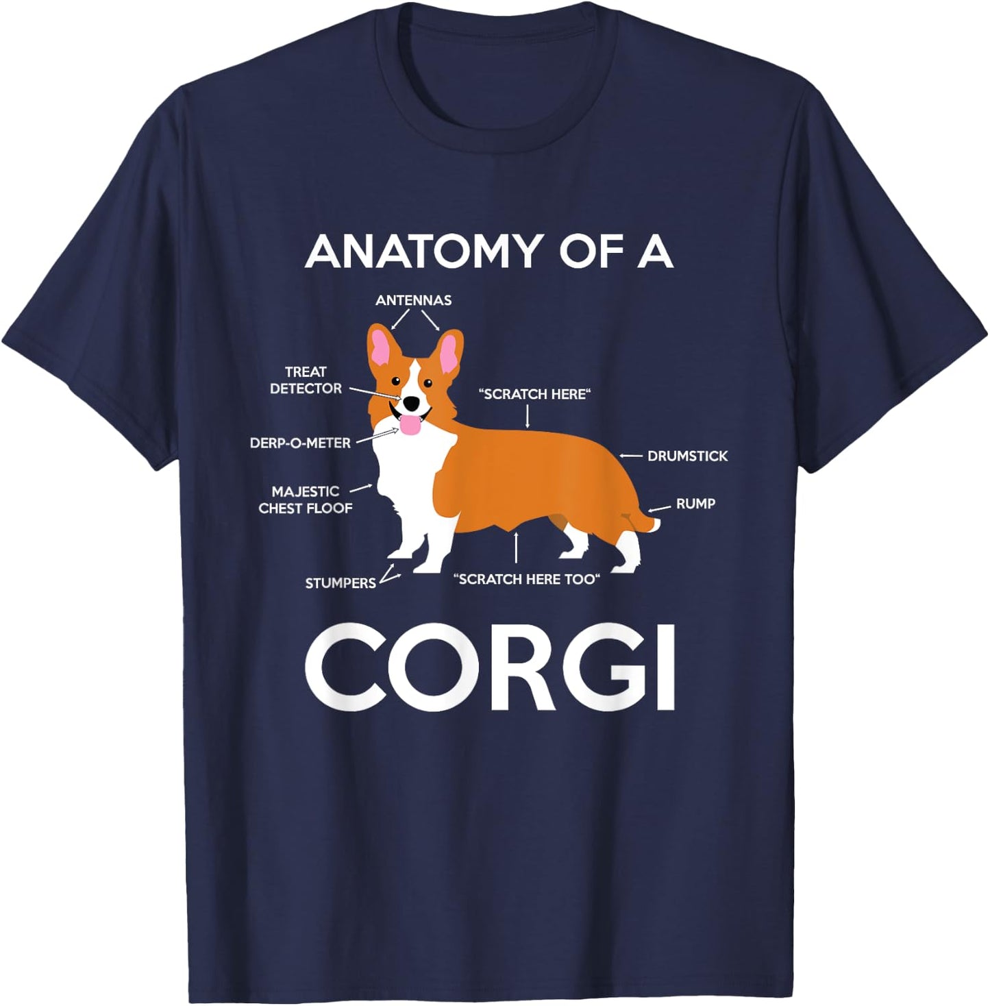 Anatomy Of A Corgi Funny Corgis Dog Puppy Nerd Biology Dogs T-Shirt - T-Shirt | Navy