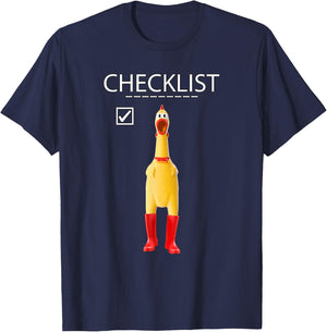 Funny Rubber Chicken Gift Boys Checklist Practical Joke T-Shirt - T-Shirt | Navy