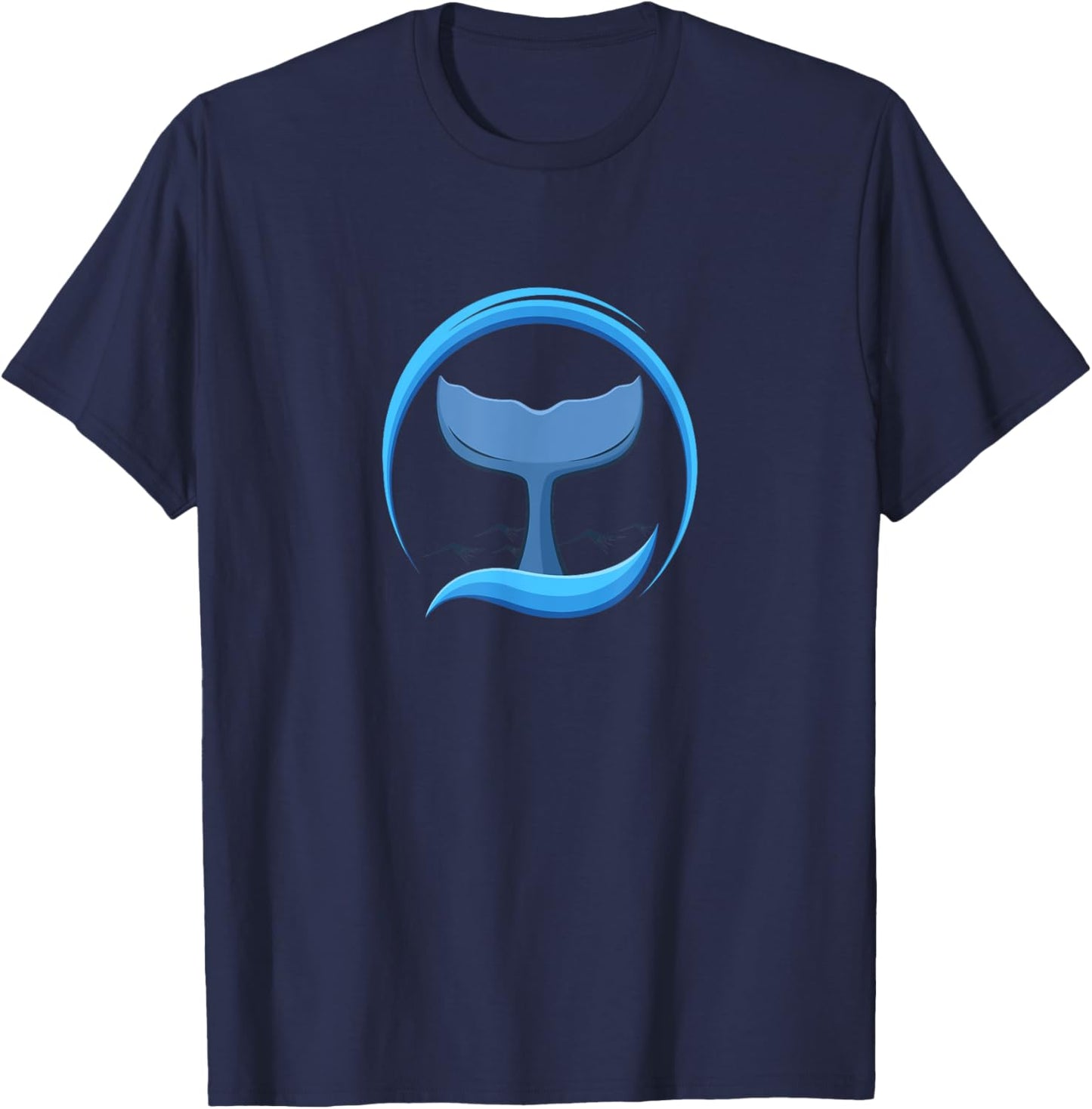 Whale fin in the sea | orca whale marine biologist dolphin T-Shirt - T-Shirt | Navy