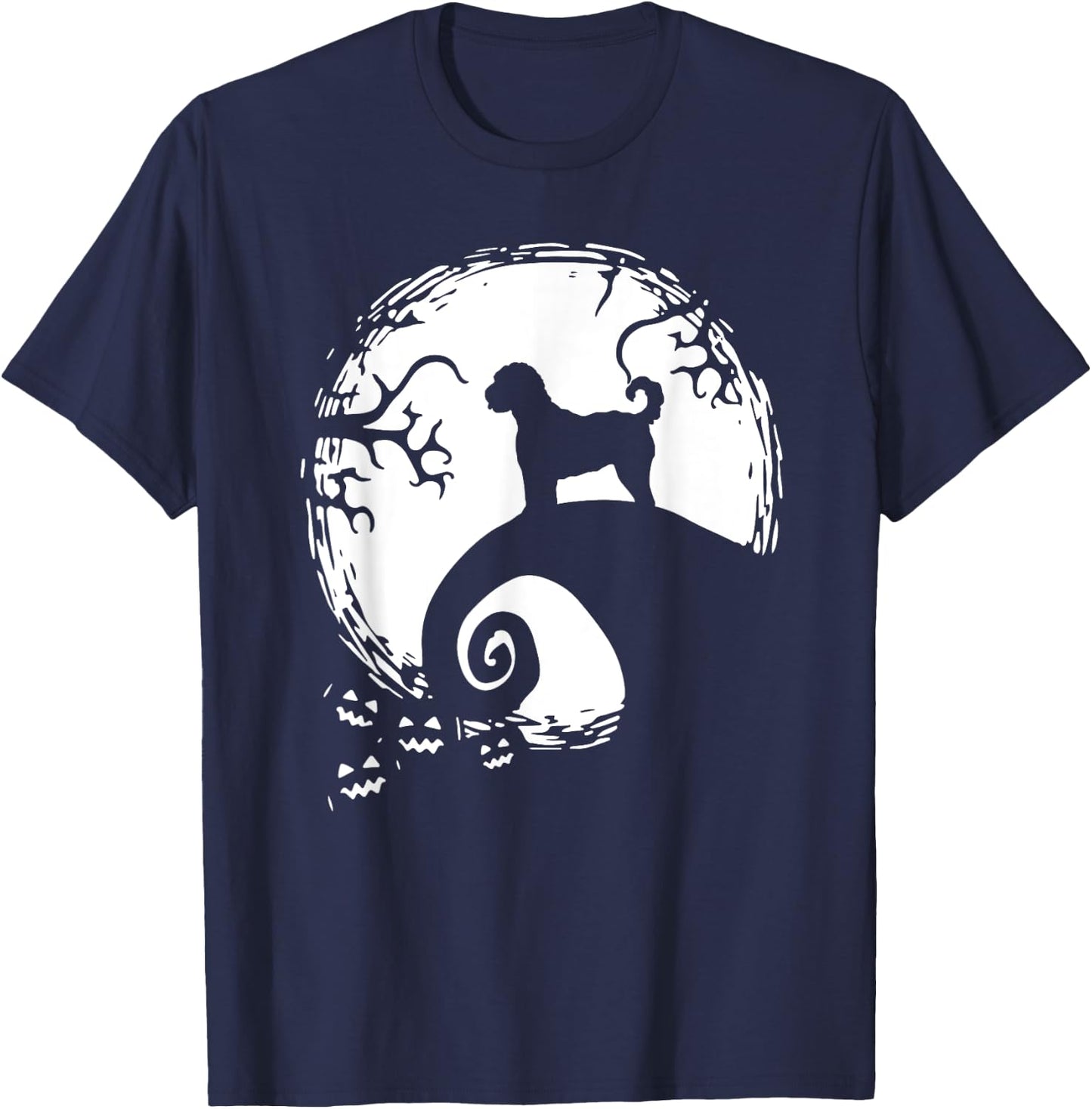 Labradoodle And Moon Halloween T-Shirt - T-Shirt | Navy