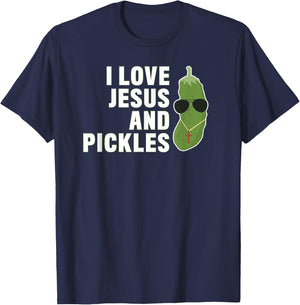 I Love Jesus And Pickles - Christian - Boys Girls Women Gift T-Shirt - T-Shirt | Navy