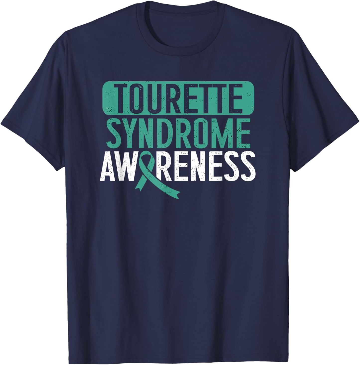 Tourette Syndrome Awareness TS Teal Ribbon Tourettes Warrior T-Shirt - T-Shirt | Navy