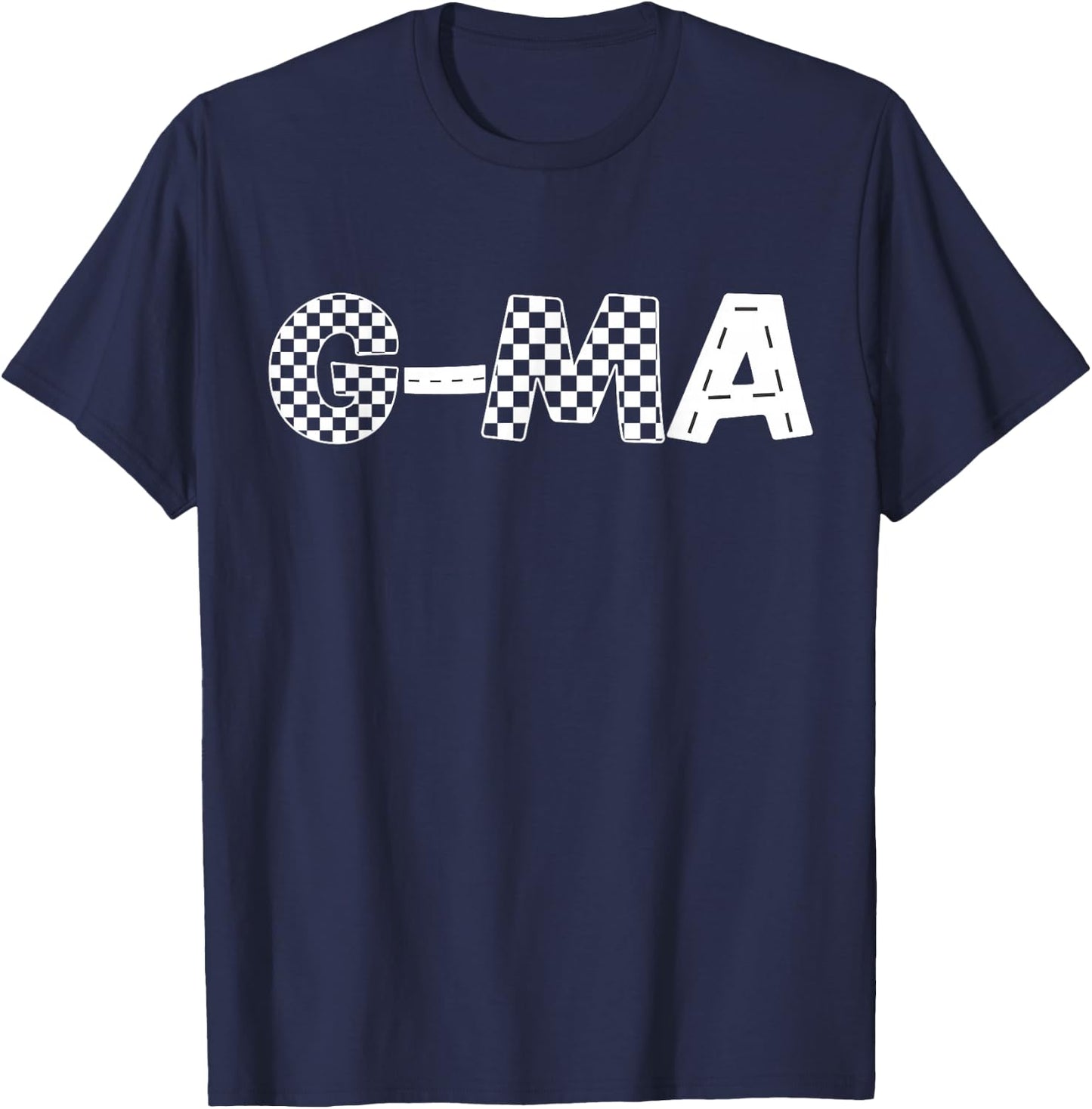 G-ma Racer Checkered Race Track Road Birthday Speed Party T-Shirt - T-Shirt | Navy