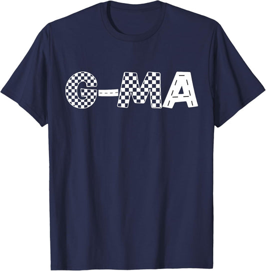 G-ma Racer Checkered Race Track Road Birthday Speed Party T-Shirt - T-Shirt | Navy