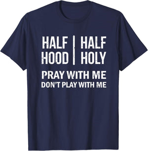 Half Hood Half Holy - Distressed Style Vintage Effect T-Shirt - T-Shirt | Navy