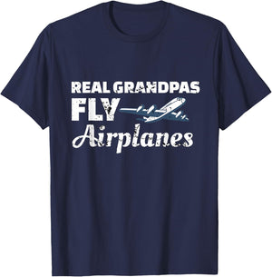 Real Grandpas Fly Airplanes Grandpa Pilot T-Shirt - T-Shirt | Navy