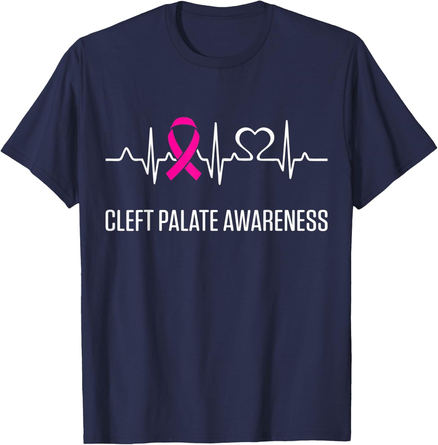 Cleft Palate Lip Heartbeat Cleft Strong Awareness T-Shirt - T-Shirt | Navy