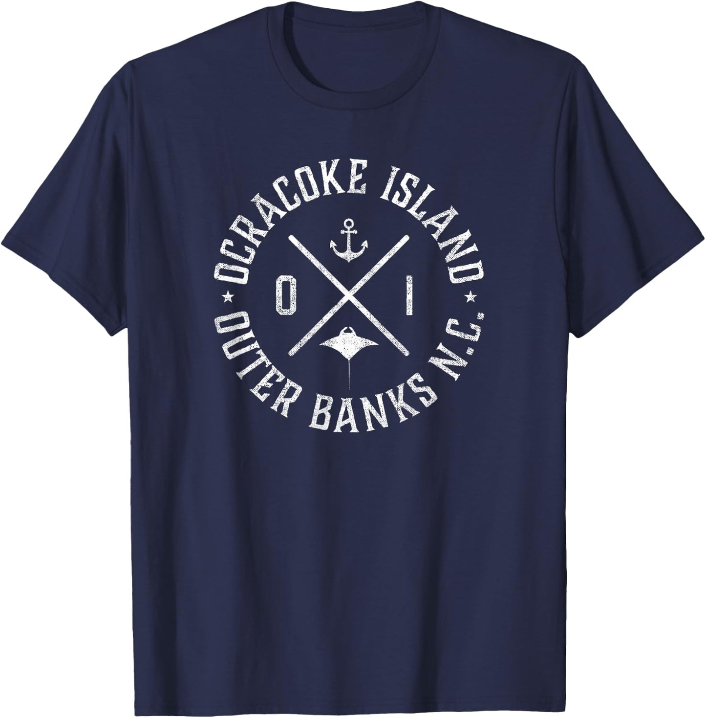 Ocracoke North Carolina - Vintage OBX NC Ocracoke Island T-Shirt - T-Shirt | Navy