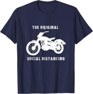 Funny Motorcycle Original Social Distancing T-Shirt - T-Shirt | Navy