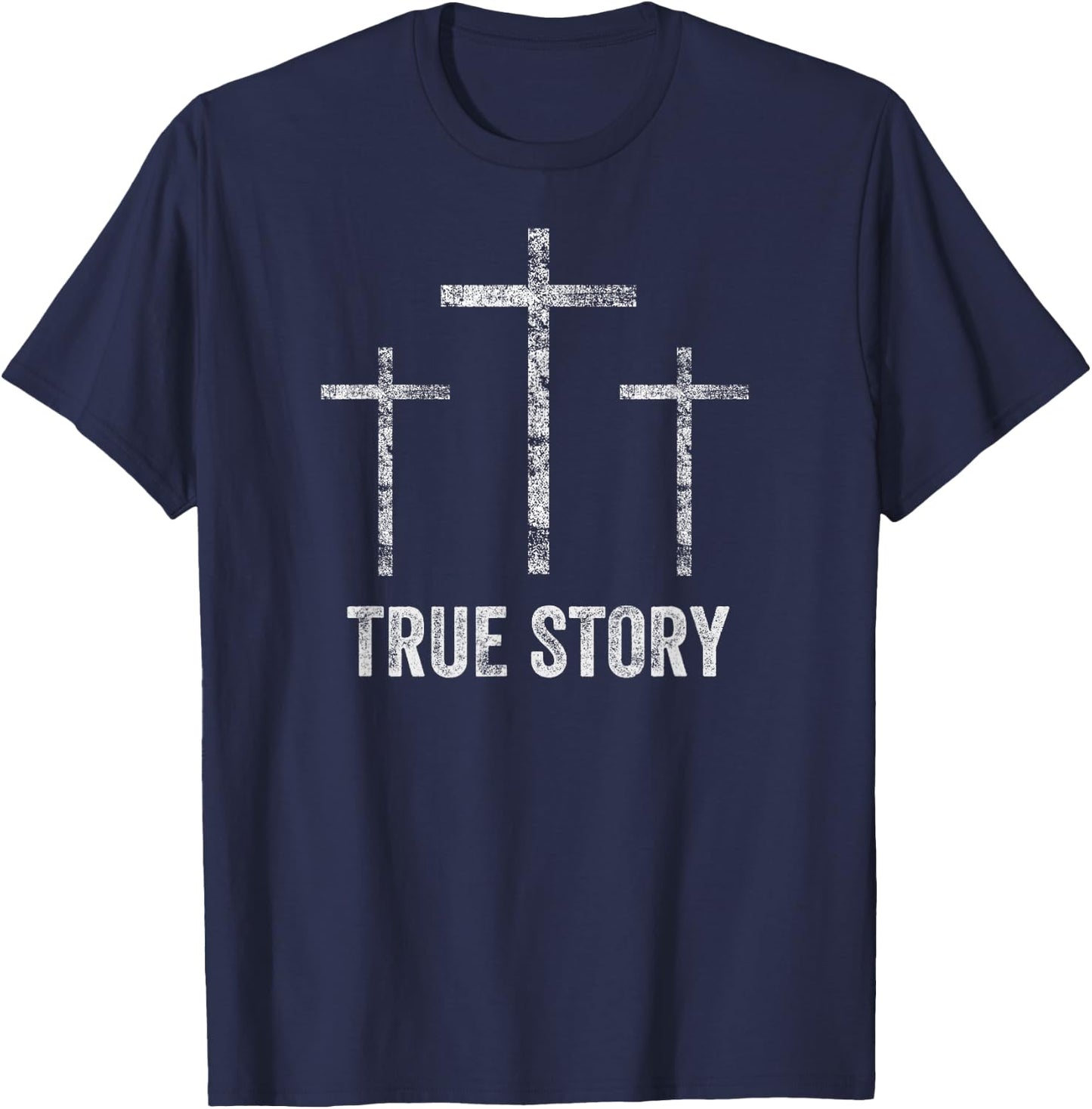 Christian Christmas Resurrection Day Jesus Three Crosses T-Shirt - T-Shirt | Navy