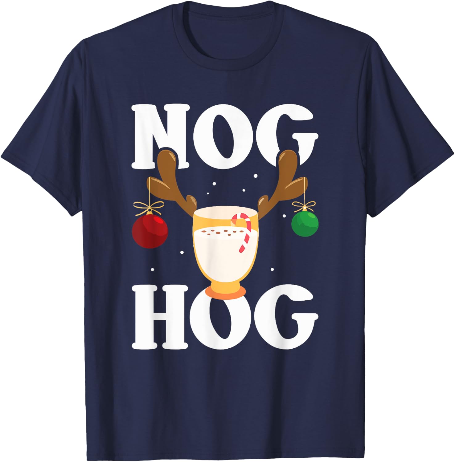 Nog Hog - National Eggnog Day - Egg Nog Christmas Holiday T-Shirt - T-Shirt | Navy