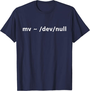 Funny Hacker Humor mv dev null Linux T-Shirt - T-Shirt | Navy