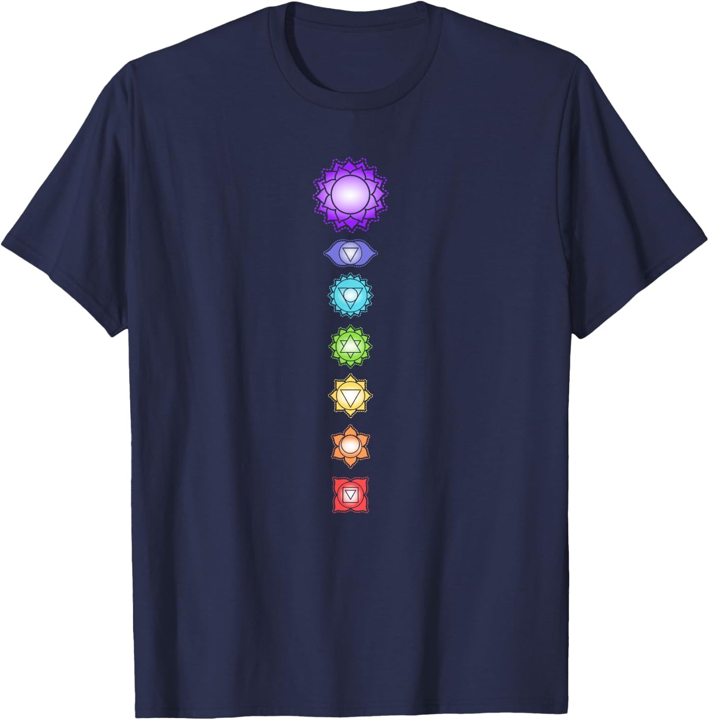 Yoga Meditation Spiritual Body Energy Chakra T-Shirt - T-Shirt | Navy
