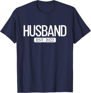 Husband Est. 2022 Matching Couple Newlywed Married 2022 T-Shirt - T-Shirt | Navy
