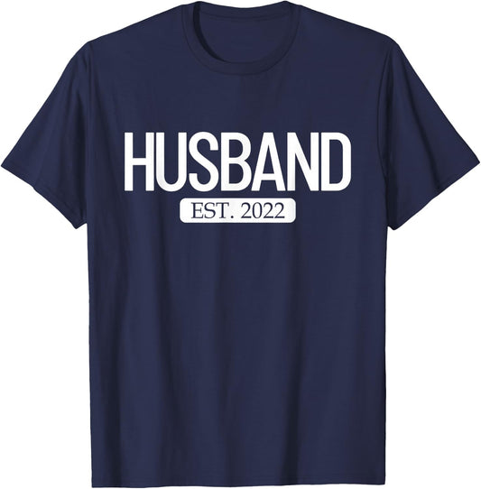 Husband Est. 2022 Matching Couple Newlywed Married 2022 T-Shirt - T-Shirt | Navy