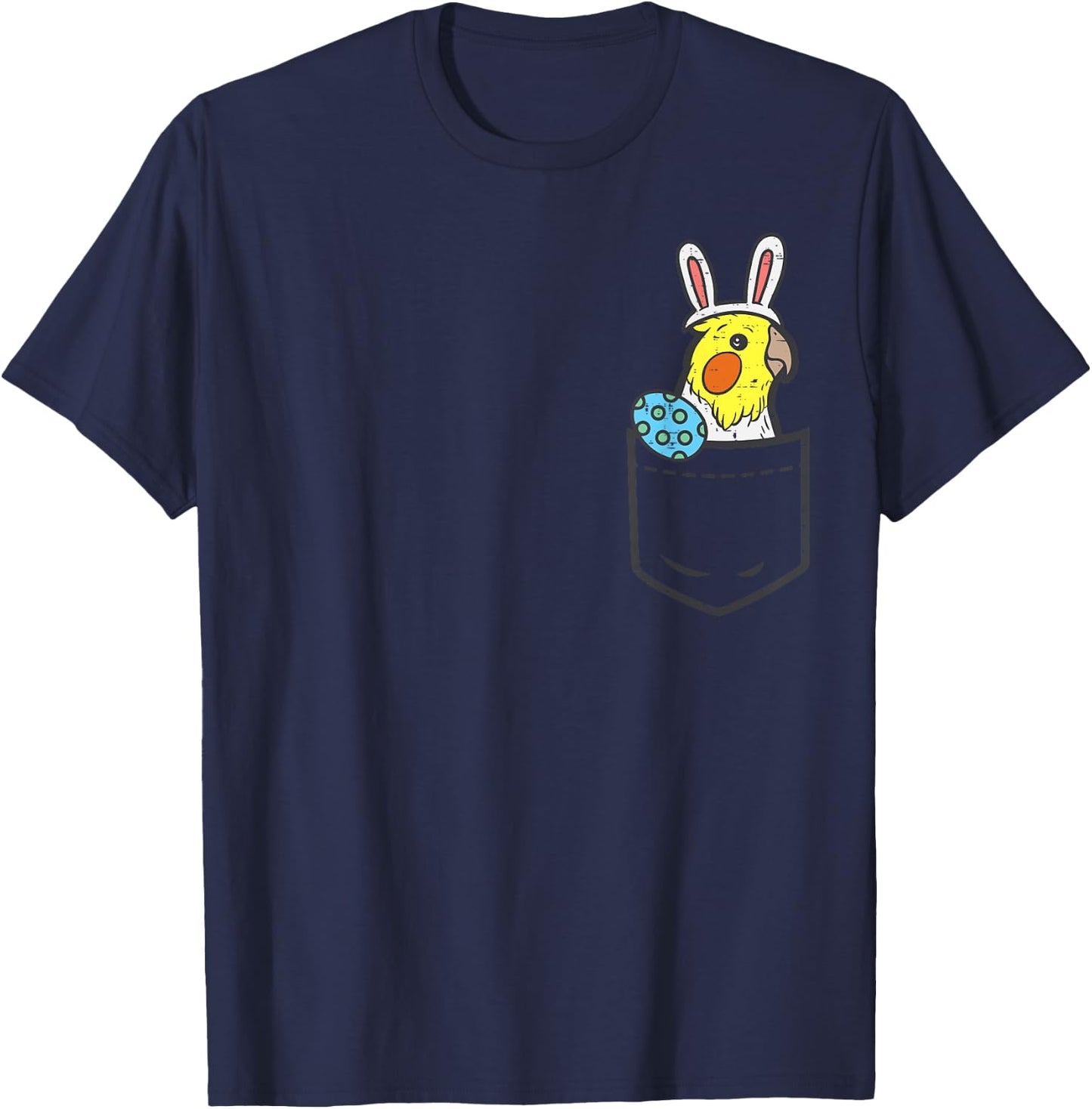 Pocket Easter Cockatiel Bunny Egg Cute Bird Men Women Kids T-Shirt - T-Shirt | Navy